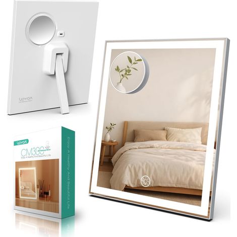 Miroir Coiffeuse avec Éclairage, Miroir LED Rechargeable, 30x25cm (1/5)