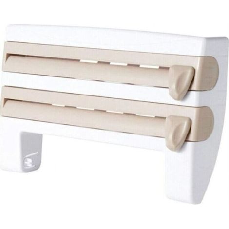 Porta rotolo di carta assorbente da parete 4 in 1 (pellicola in plastica), dispenser multifunzionale per pellicola alimentare -Crezuo