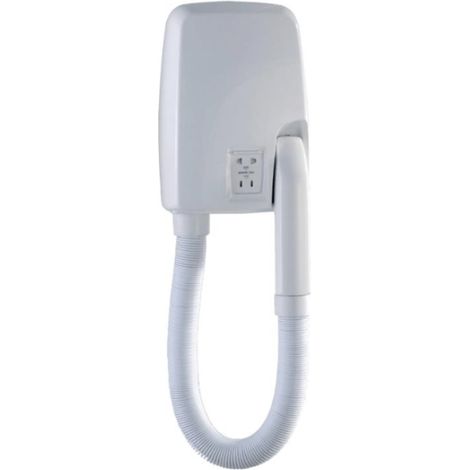 Bagnoclic – Sèche-cheveux mural 220V avec commande automatique – 2 vitesses – Double prise pour rasoir – Longueur câble 2m pour collectivités (1/2)