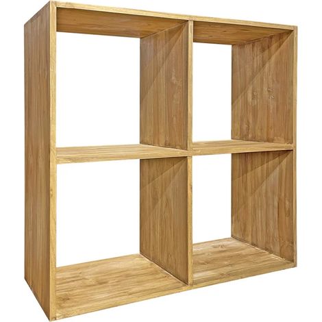 Etagère 4 cases de rangement 92 x 92 cm en bois de teck massif - TETRA (1/5)