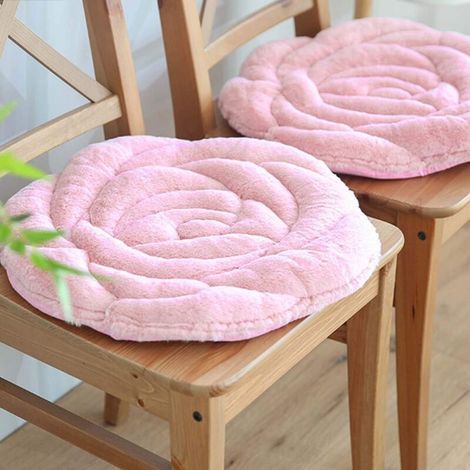 (Rose) Deux coussins en velours rose, doux et confortables, antidérapants, adaptés à la maison, au bureau, au canapé, aux sols en bois dur, 45 cm (1/5)