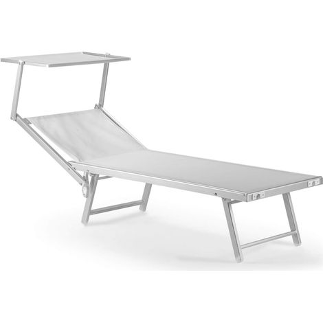 Rebecca Mobili Tumbona de playa Aluminio Textilene blanco 38x186x61 (1/5)