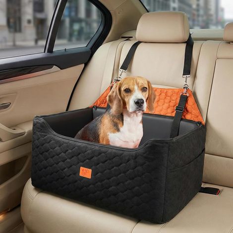 Siège Auto Grand Chien,Rehausseur Amovible et Lavable avec Housse en Cuir Imperméable, pour Chiens de Moyenne et Grande Taille Laisse Incluse, Panier Chien Voiture Plus Lourds78x55x53CM(Brunâtre Noir (1/5)