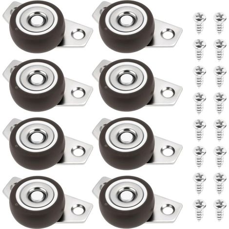 8pcs Roulettes Pivotantes Latérales de 1,25 Pouce Petites Roulettes Fixes Rigides Non Pivotantes Roue en Caoutchouc avec Plaque en Acier Adaptées Aux Tiroirs de Meubles en Bois Plateaux (1/5)