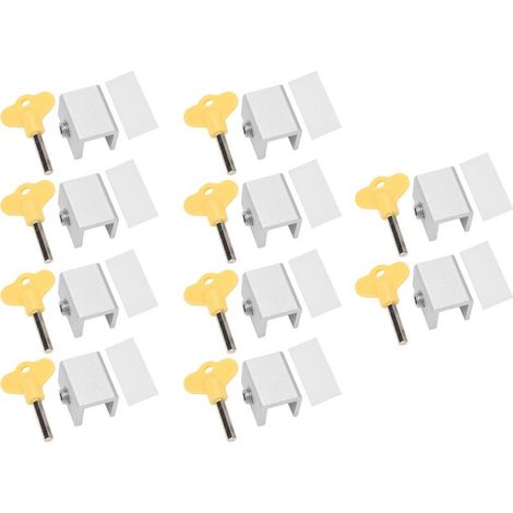 Serrure de fenêtre coulissante en aluminium, 10 pièces, bouchons de sécurité réglables, Installation facile, avec clés. (1/5)