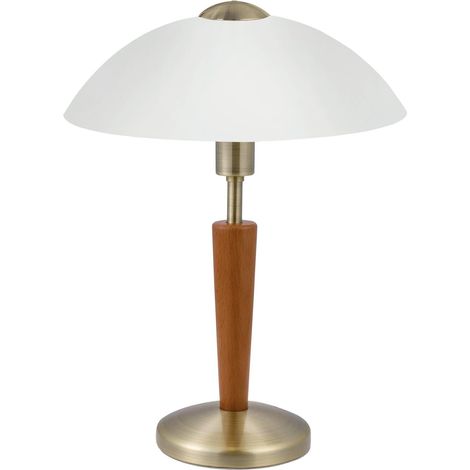 Lampe à poser Lampe de table avc variateur tactile luminaire en bois noyer (1/5)