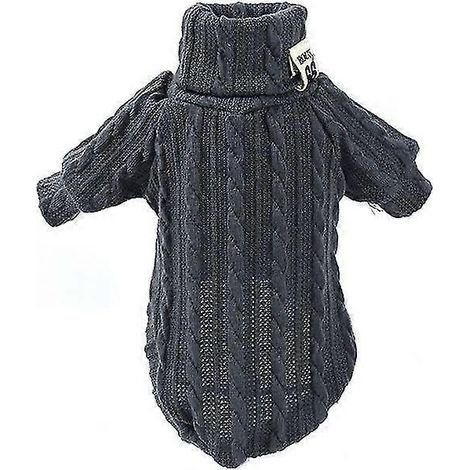 Suéter de invierno para perros, cuello alto, color liso, ropa para perros, algodón cálido para cachorros, perros pequeños y medianos, sudadera, chaqueta, chihuahua, osito de peluche, 9 Smog Gray (1/5)