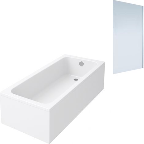 Baignoire droite VILLEROY & BOCH Architectura acrylique 140 x 70 cm  + Pare bain droite AURYS Mist 1 chromé