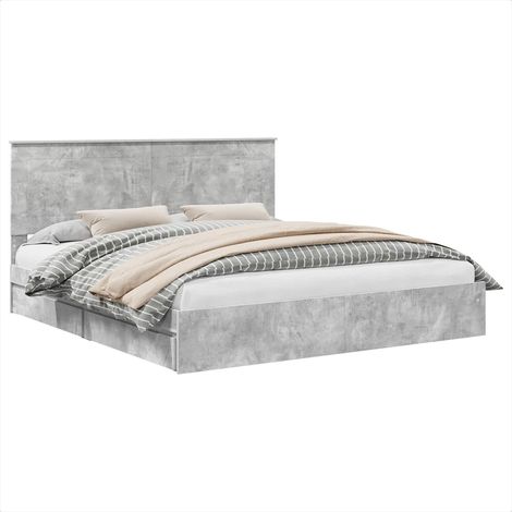 Storage Bed Concrete Grey 200 x 200 cm Engineered Wood vidaXL