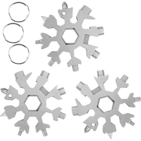 Outil Multifonction - Flocon de Neige - 18 en 1 - Acier Inoxydable - Portable - 3 Pcs (1/4)