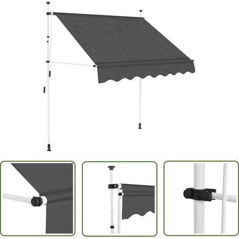 Auvent manuel rétractable Store Banne Auvent de jardin 200 cm Anthracite 67523 (1/5)