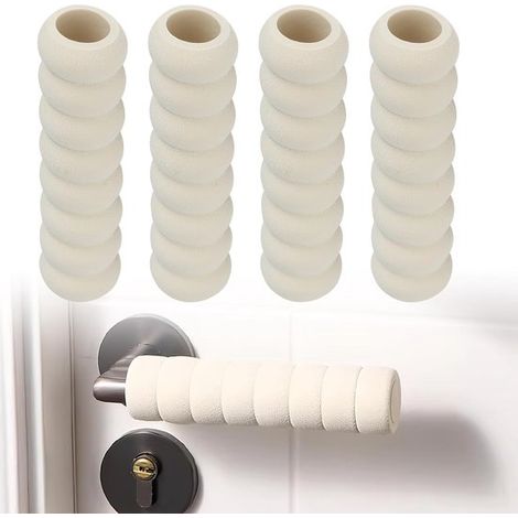 Confezione da 4 paracolpi in gomma morbida per maniglie di porte, protezioni antiurto per pareti (beige) (1/5)