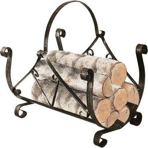 Portalegna in ferro battuto per camino cm 33x35x55 h accessori poggialegna (1/2)