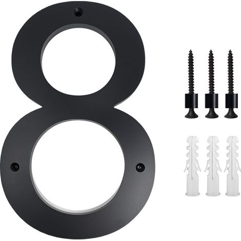 10 Inch House Number Plaque (8, Black) Modern Door Numbers Sign Plate Zinc Alloy House Address Numbers