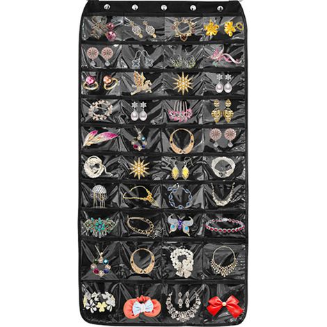 Porte-Bijoux - Sac de Rangement Suspendu Double Face - 40 Poches Transparentes - 45 x 85 cm (1/5)