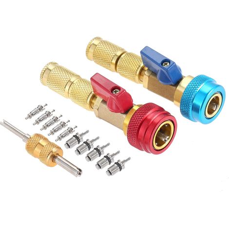 Noyau de Valve R134A Démontage et Installation Rapide, Kit d'outils de démontage du Noyau de Valve Haute Pression Basse Pression pour système de climatisation à Fluide frigorigène R134A (1/5)