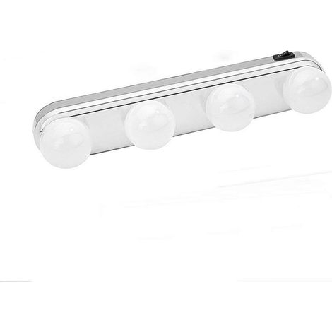 Lampe de miroir, applique murale, lampe photo frontale avec 4 ampoules LED et ventouses puissantes (1/5)