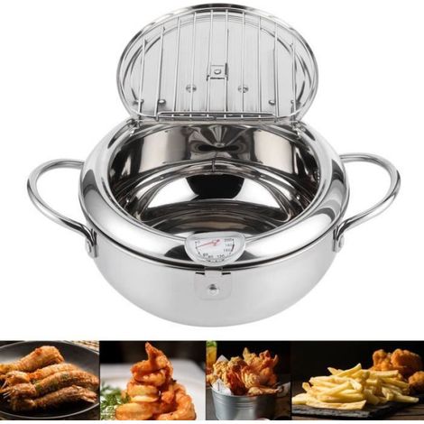Vvikizy Mini Friteuse Japonaise Acier Inoxydable avec Thermomètre (1/4)