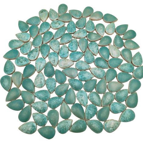 Lot de 105 carreaux de mosaïque en céramique en forme de goutte de pluie pour la fabrication de mosaïque faite à la main, projets artistiques, décoration d'intérieur et d'extérieur (vert cristal de (1/5)