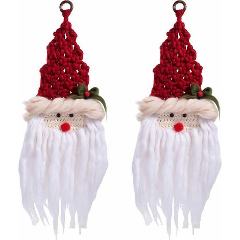 Set 2 Babbo Natale in maglia da appendere - Decorazioni per l'albero e la casa (1/5)