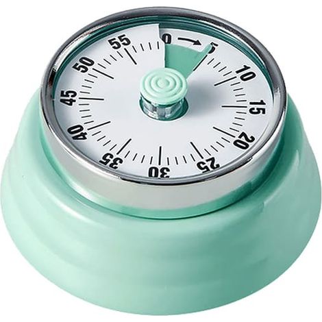 Horloge de cuisine magnétique verte vintage, en acier inoxydable, compte à rebours de 60 minutes avec sonnerie puissante, idéale pour cuisiner, travailler au bureau et se concentrer sur ses études (01 (1/5)