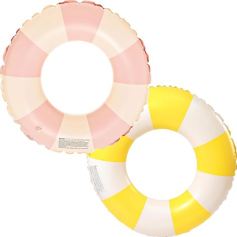 Aufblasbarer Schwimmring für Erwachsene, aufblasbarer Schwimmring mit Retro-Streifen, für Strandurlaube und Poolpartys (1/2)