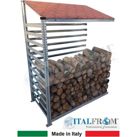 Legnaia Modulare ITALFROM� in Acciaio Zincato Autoportante - Modulo Continuativo - cm L90xP60xH200 Tetto Verde (1/3)
