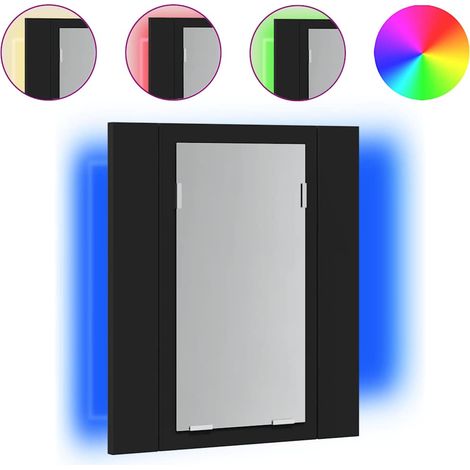 Mobile da Bagno Armadietto a Specchio con Luci LED Nero 40x12x45 cm in Acrilico (1/5)