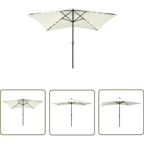 Parasol avec LED - Parasol d'extérieur Style Moderne - Protection Solaire - et mât en acier Sable 2x3 m Chic-551155 (1/5)