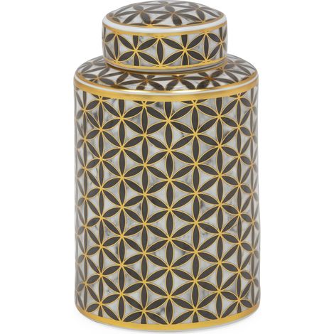 Tibor 18X18X30 Ceramica Blanco/Gris/Dorado