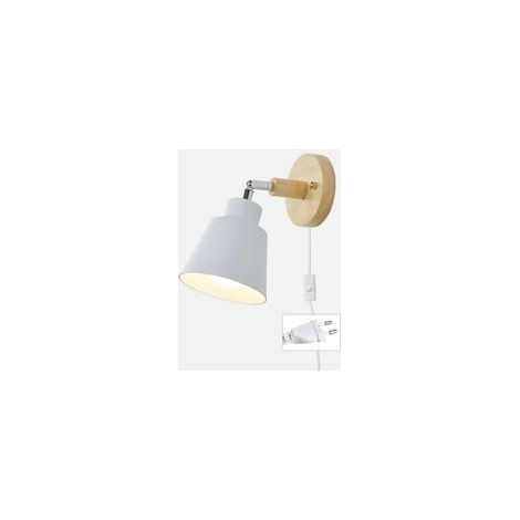 Applique murale en bois et aluminium E27 – Abat-jour réglable 12cm – Puissance 60W – Lampe de chevet moderne pour salon et chambre (1/5)