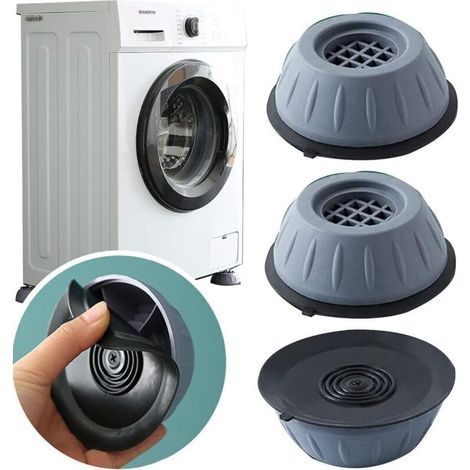 Lot de 4 patins en caoutchouc pour machine à laver, tapis anti-vibration pour machine à laver, amortisseur de glissement, antibruit, pieds de machine à laver pour sèche-linge, lave-linge, lave-vaiss. (1/5)