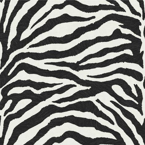 Zebra Stripe Effect Wallpaper Black White Modern Safari Animal Print 10m Roll (1/4)