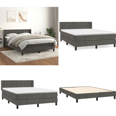 Boxspringbett mit Matratze Dunkelgrau 140x200 cm Samt - Samtbett - Boxspringbett - Doppelbett - Bettauflage - Matratze - Home & Living (1/5)