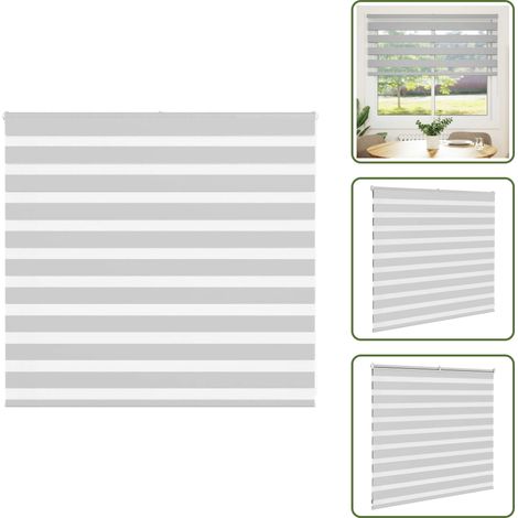 Zebrarollo Hellgrau 160x100 cm Stoffbreite 155,9 cm Polyester - Zebra-Jalousie - Zebra-Jalousien - Zebra-Rollo - Doppelrollo (1/5)