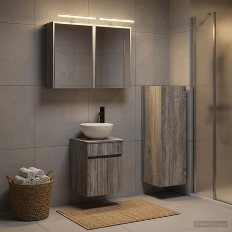 vidaXL Bathroom Furniture Set 4 pcs Grey Sonoma (1/5)