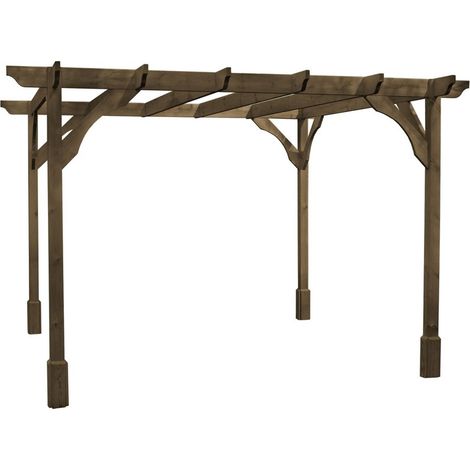 Premium Pergola - Wood - L300 x W300 x H270 cm - Rustic Brown