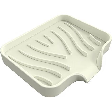 Boîte à Savon en Silicone avec Drain - Couleur crème - Antidérapant - avec égouttoir - pour Salle de Bain, Cuisine, Douche - Beige (1/5)