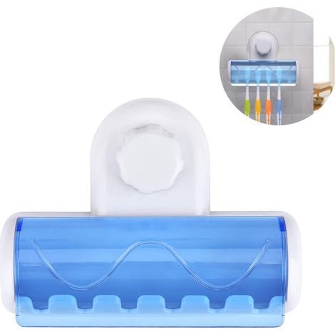 soporte para cepillos de dientes, 6 compartimentos, plástico, instalación sin taladro, montaje en pared, baño (1/5)