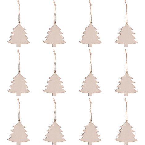 30 Stück unbemalte Holzanhänger zum Selberbemalen, Weihnachtsschmuck zum Aufhängen (Weihnachtsbaum)-8X7CM (1/3)