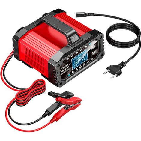 Chargeur de Batterie de Voiture 12V 25A/24V 15A 10 Étapes Chargeur de Batterie Intelligent Entièrement Automatique avec écran LCD (1/5)