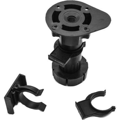 Schwarzes, 95 mm hohes Set aus 4 verstellbaren Füßen mit Zubehör für Küche/Bad, aus Kunststoff (1/4)
