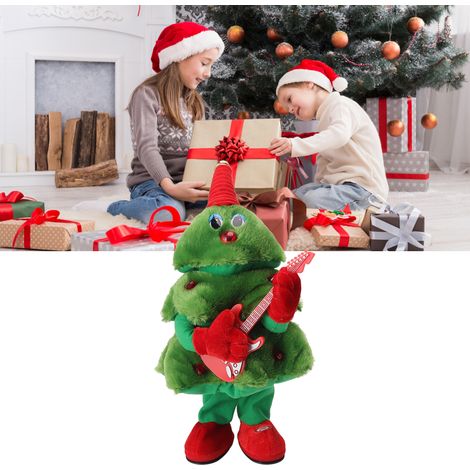Elektrischer Plüsch-Weihnachtsbaum, spielt 8 Lieder in Folge, leuchtet, schaukelt, singt und tanzt, niedliches elektrisches Plüschtier für Kinder, Weihnachtsbaum-Gitarre (1/5)
