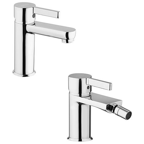 Set Rubinetti Jacuzzi per lavabo e bidet senza scarico serie Fiamma cromato (1/5)
