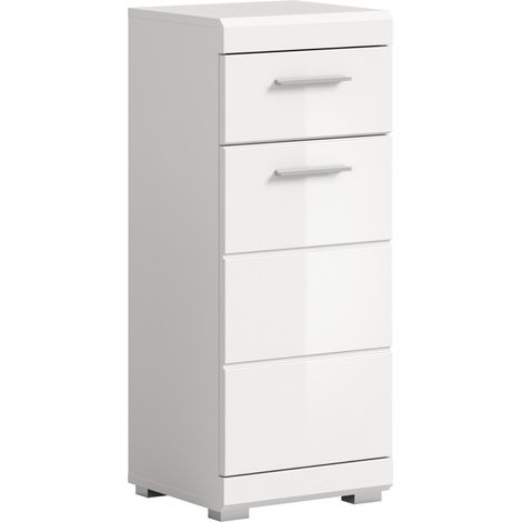 Scout Badschrank 1 Tür, 1 Schublade Weiß hochglanz, weiß.