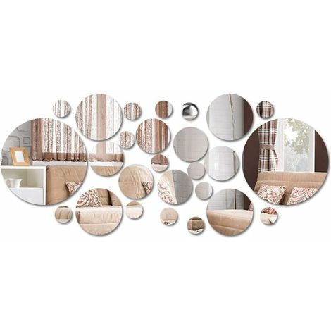 Mirror Sticker - Acrylic Round Wall Mirror Decal - Home Interior Decoration - 26 Pcs Set (1/5)