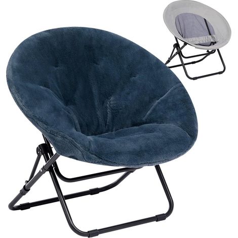 Fauteuil rond pliant en peluche, assise confortable et déhoussable (1/5)