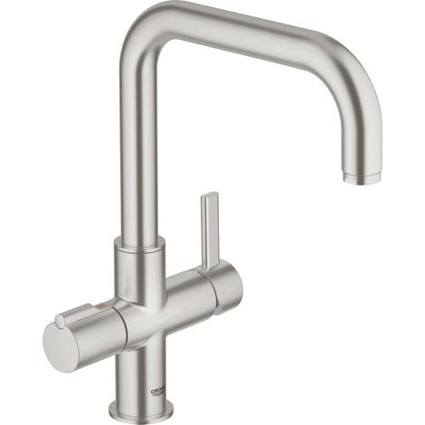 Mitigeur d'évier Red Duo avec bec en U supersteel modèle Suisse (1/3)