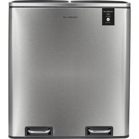 Les Collectors Cubo de basura de Reciclaje Cocina, 60L, 2x30L, acero inoxidable, 66 cm (1/5)