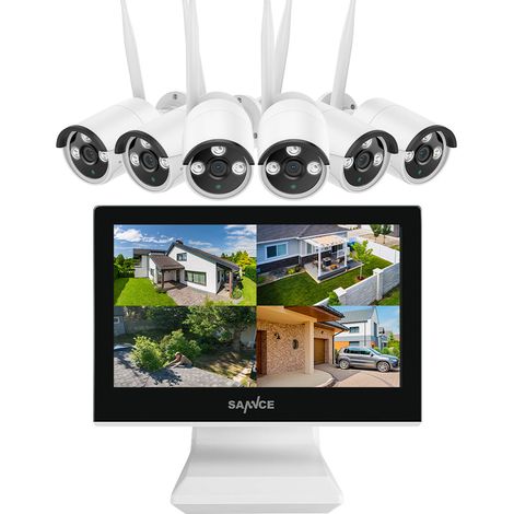 SANNCE 10CH 2K Super HD NVR con sistema di telecamere wireless da 3 MP, monitor LCD da 10,1'', 6 telecamere, accesso remoto (1/5)